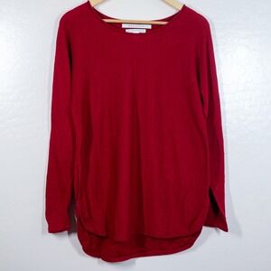 Max Studio Red 100% ExtraFine Merino Wool Sweater Long Sleeve Top Size L